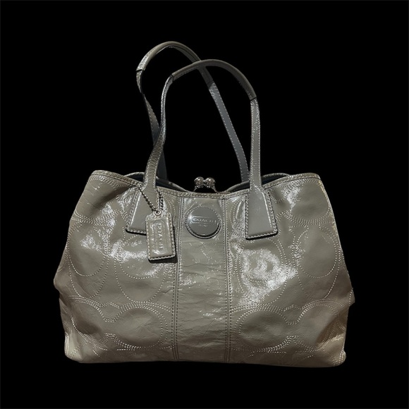 Coach Shimmering Gray Leather Tote - Picture 1 of 6